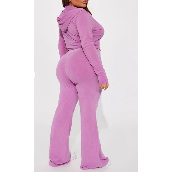 Fashion Nova Vintage Wash Pant Set Orchid Pink Women’s 2X Plus Lounge Tracksuit - Picture 4 of 4